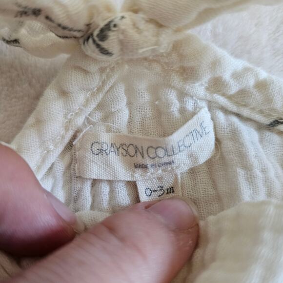 Grayson Collective Baby Girl VGUC 0-3m 2-Piece 100% Muslin Cotton Palm - Picture 2 of 7